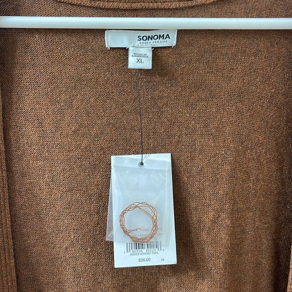 NWT Sonoma Cardigan. Brown with pockets. XL - Picture 2 of 5